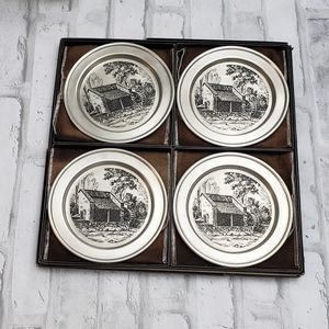 Pewter Plates Dupont Powder Mill In Felt And Box Balfour Advertising, Set of 4
